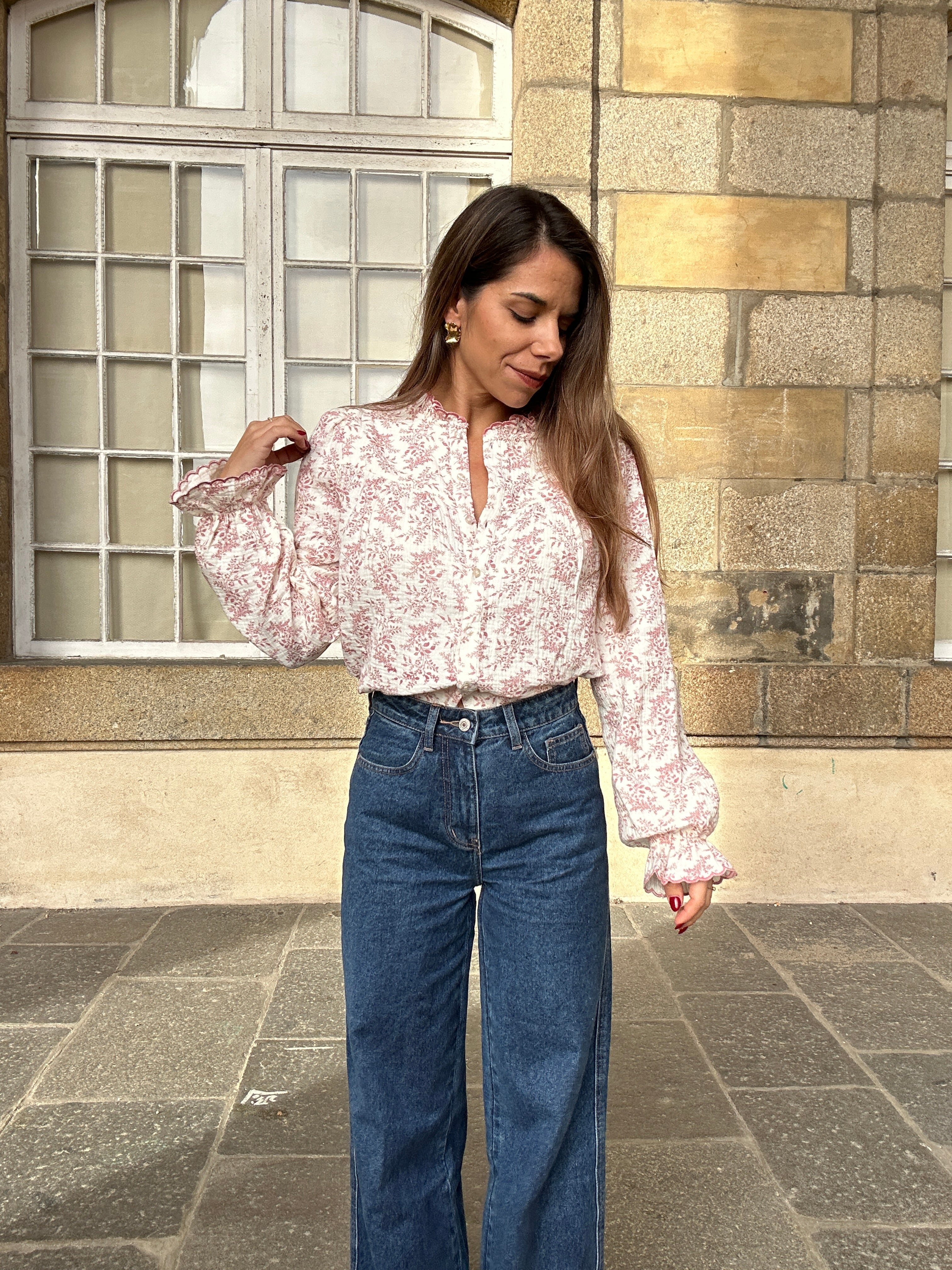 Blusa de flores Amélia rosa