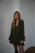 Vestido Edda con volantes - Caqui