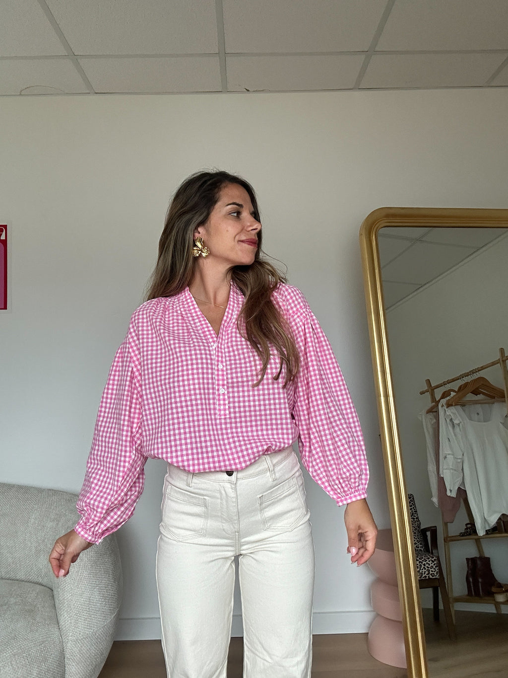 Blouse Vichy Rose Clothilde