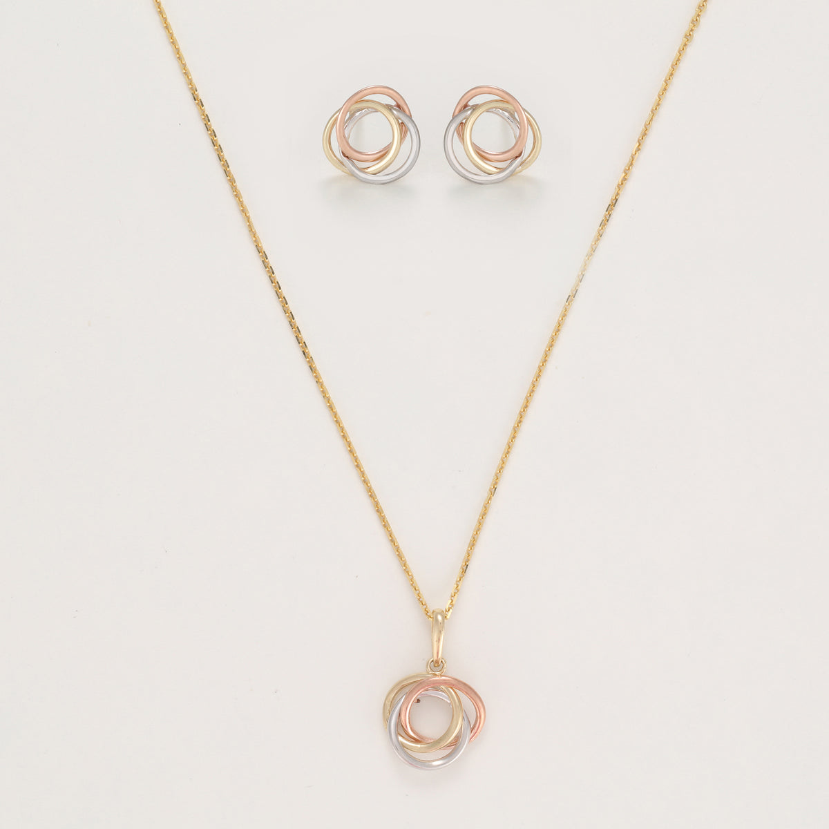 Schmuckset "Croisade" 375er Tricolor-Gold