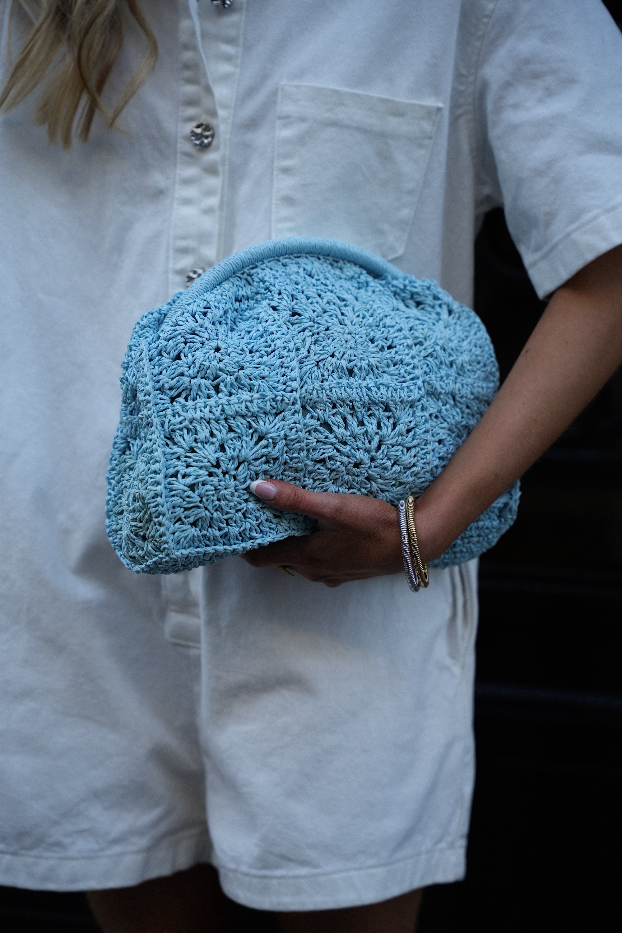 Sac En Paille Noria - Bleu