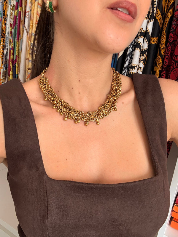 Sonia Rykiel Vintage Necklace - Cascade Of Gold-Tone Chains