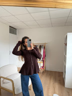 Albane Chocolate Fine Peplum Sweater