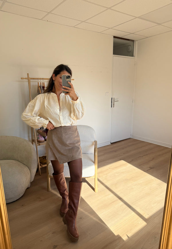Falda Corta Selena Ante Gris Topo