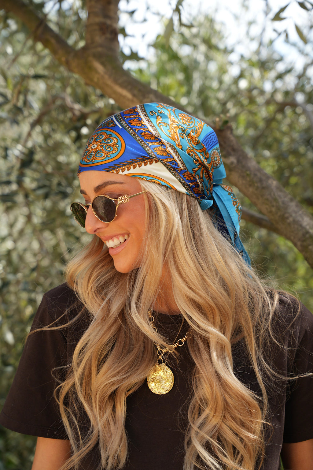 Serena Printed Scarf - Blue