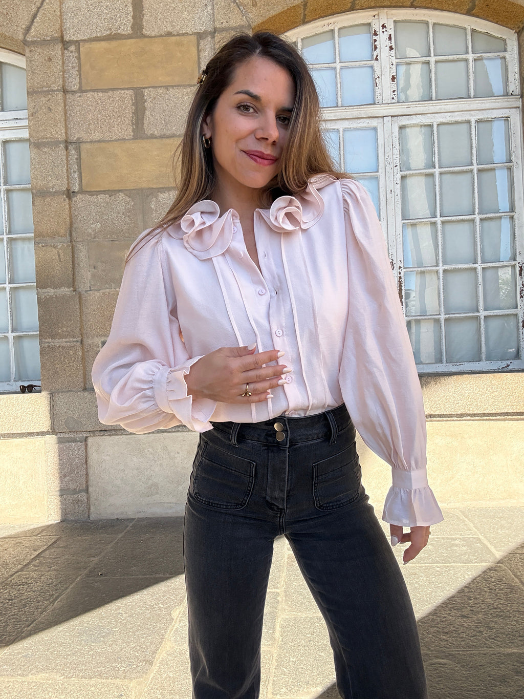 Soft Pink Brown Blouse