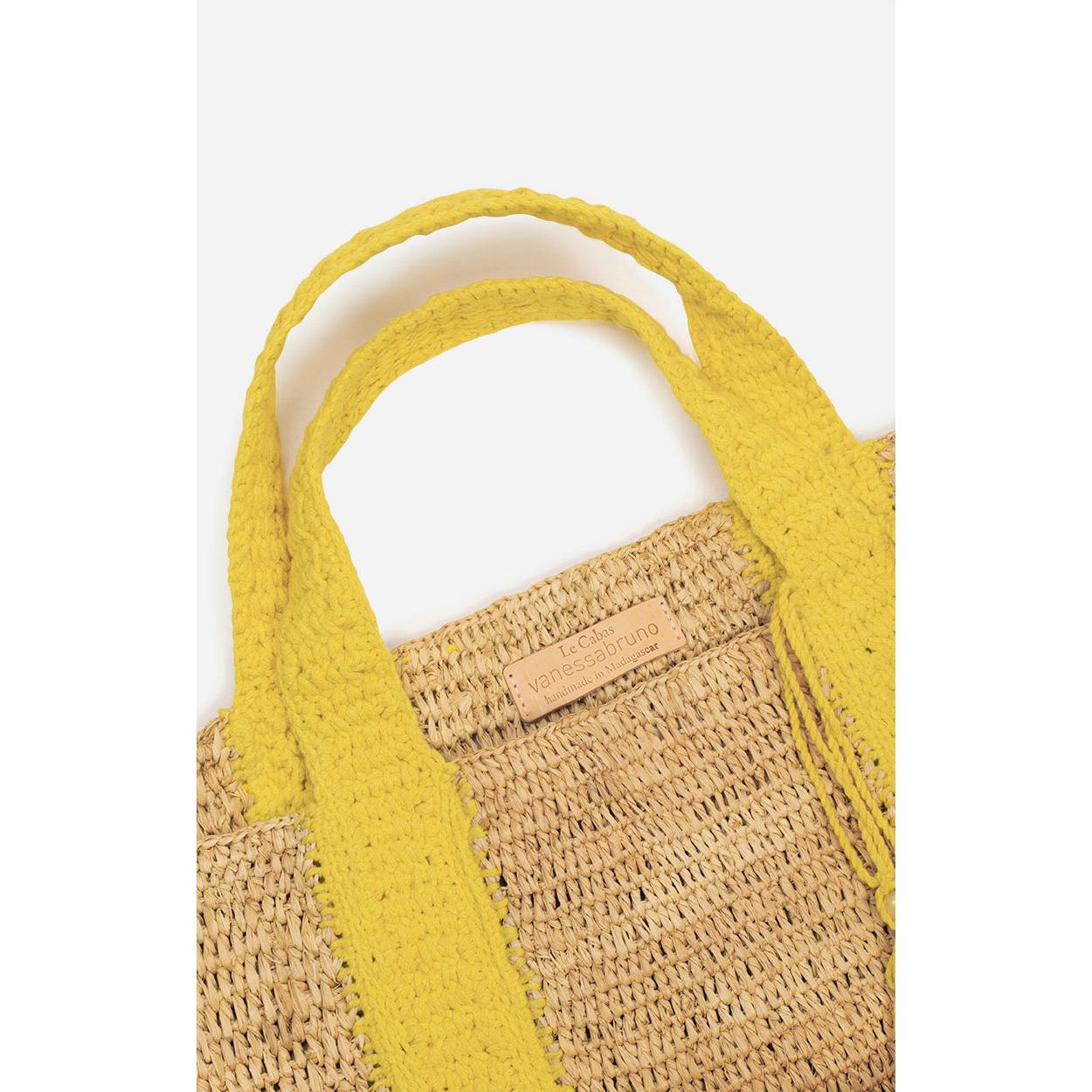 Vanessa Bruno - Cabas Xl Raphia Et Coton - Jaune