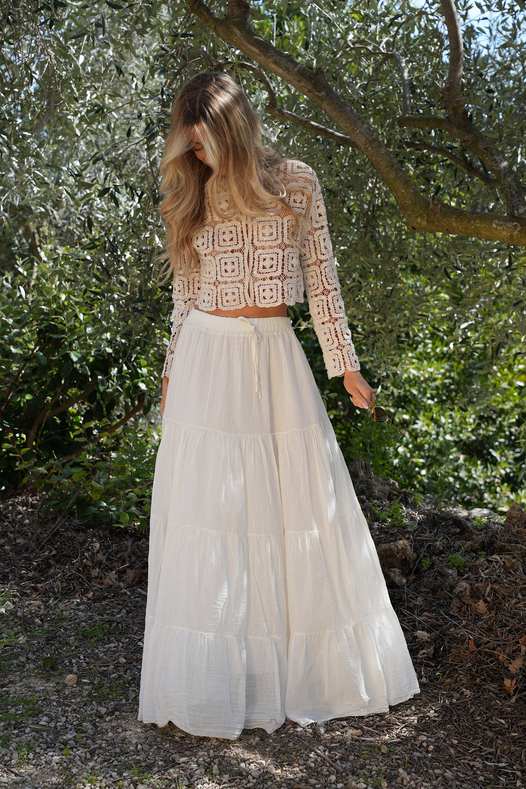 Falda larga Chloé - Crema