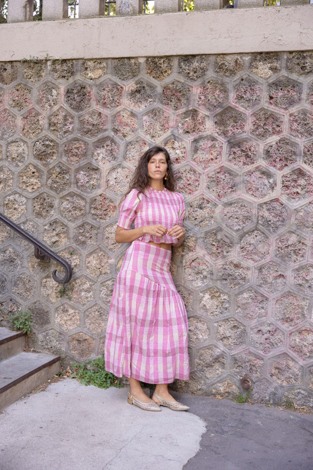 Roze Geruite Rok Marisol