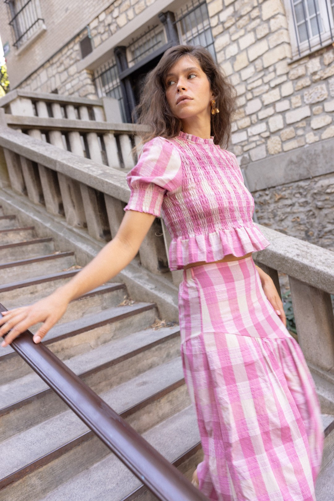 Roze Geruite Rok Marisol