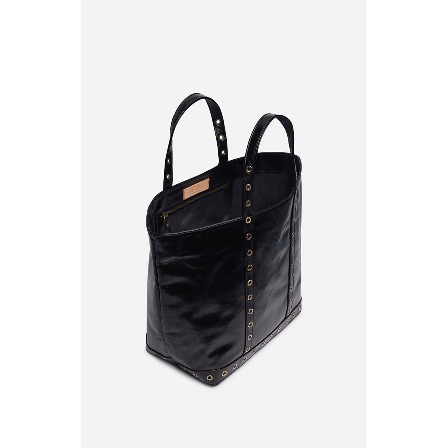 Vanessa Bruno - M Crackled Leather Tote Bag - Black