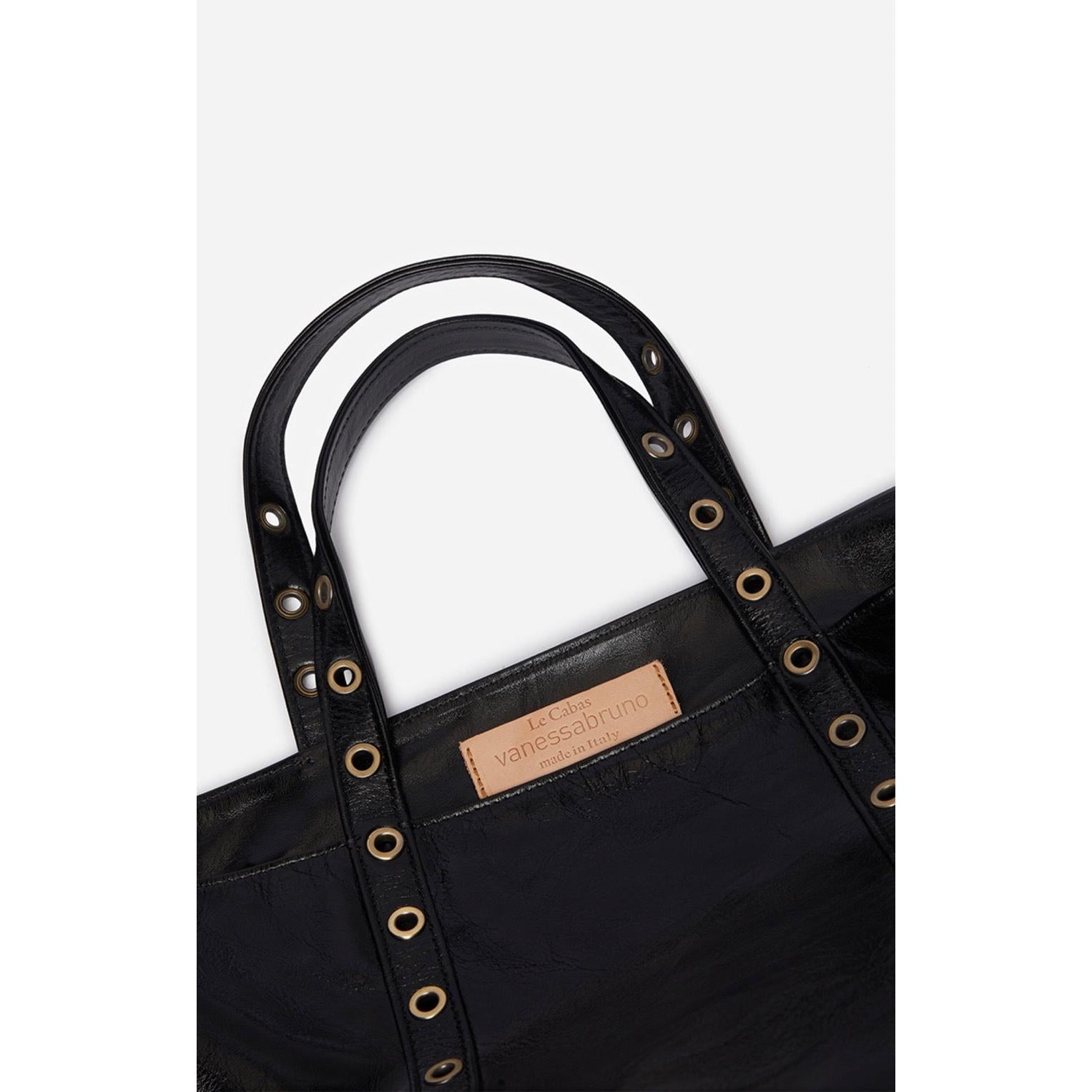 Vanessa Bruno - M Crackled Leather Tote Bag - Black