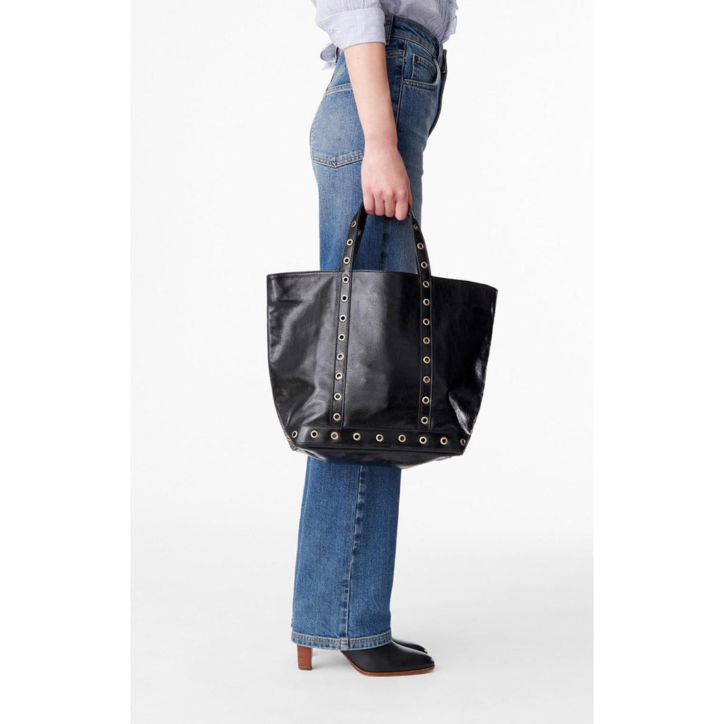 Vanessa Bruno - M Crackled Leather Tote Bag - Black