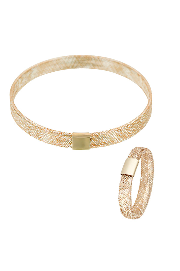 Parure "Maille Tissée" Or Jaune 375/1000