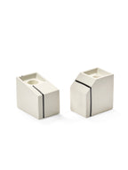 Accessories Silos - Set Di 2 Portacandele - Porcellana - Bianco