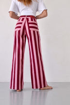 Valeria Jeans Burgundy And Pink Stripes