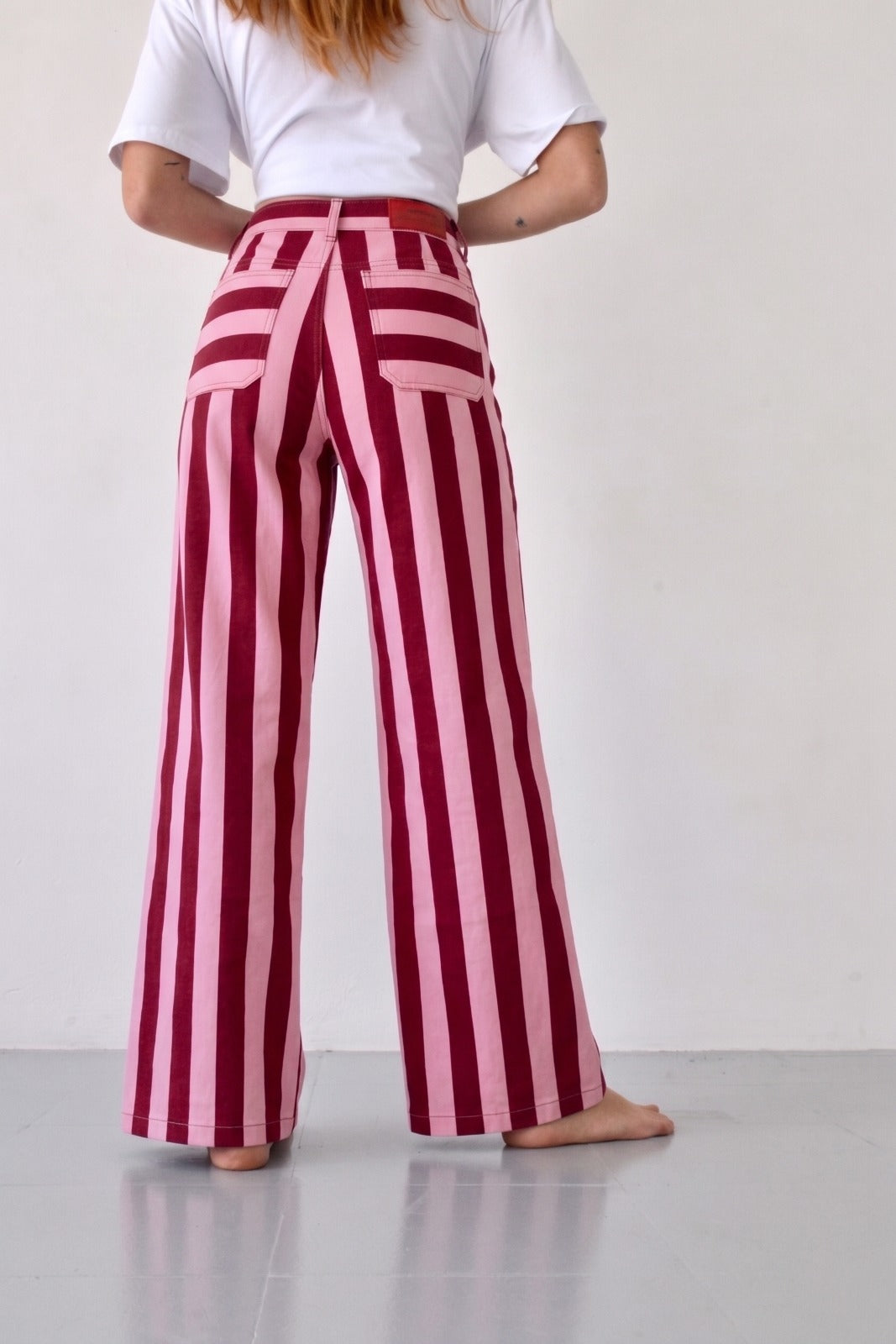 Valeria Jeans Burgundy And Pink Stripes