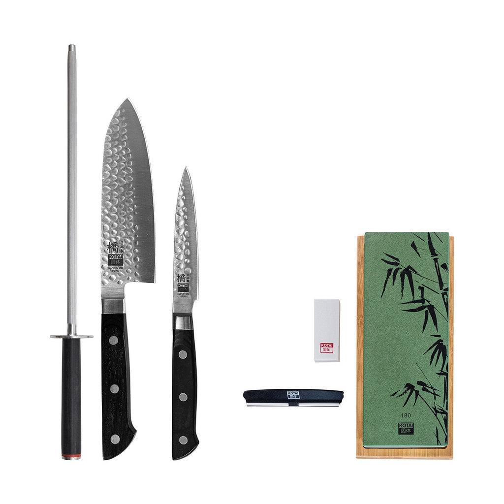 Colección Hashi Tsuchime - Set Básico Deluxe de 4 Piezas - 2 Cuchillos + 2 Accesorios
