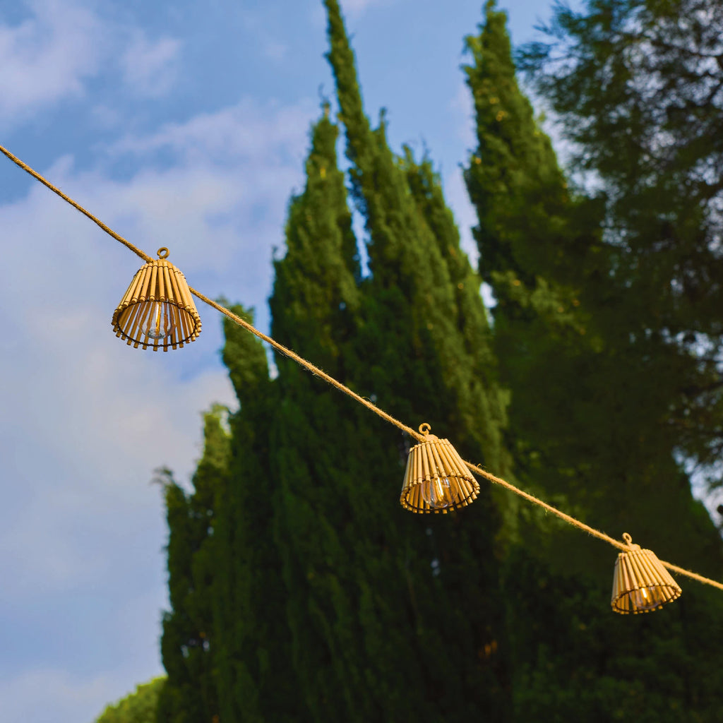 Natura - Hybrid Solar String Lights - Wood - Beige