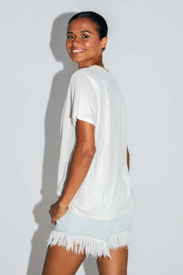The Fred Lucky Girl T-Shirt In Cotton Linen Blend Made In Portugal