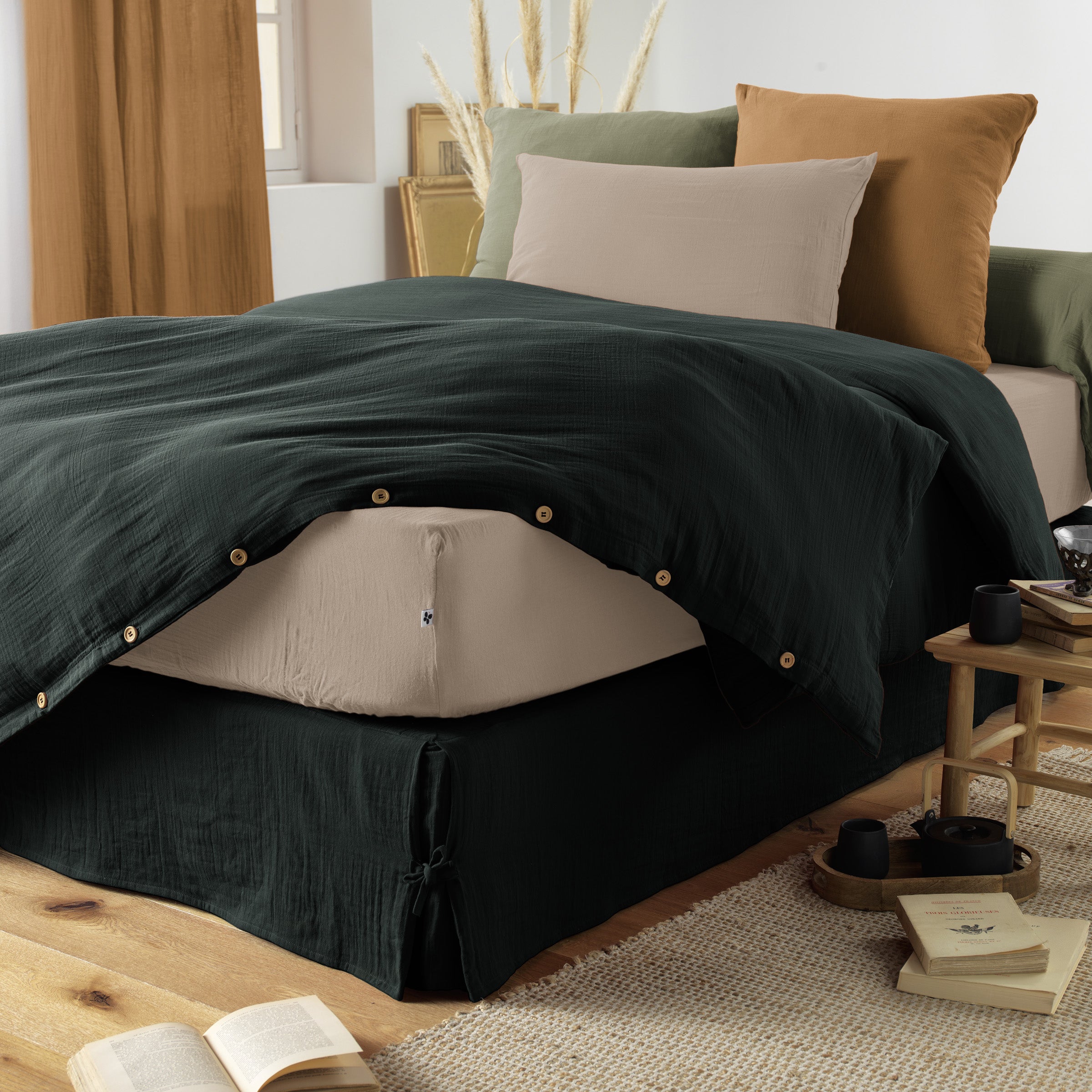Gaia - Cache-Sommier - Double Gaze De Coton Unie - Sapin