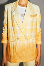The Ema Linen Blazer With Tie And Dye Checks Made In Italy