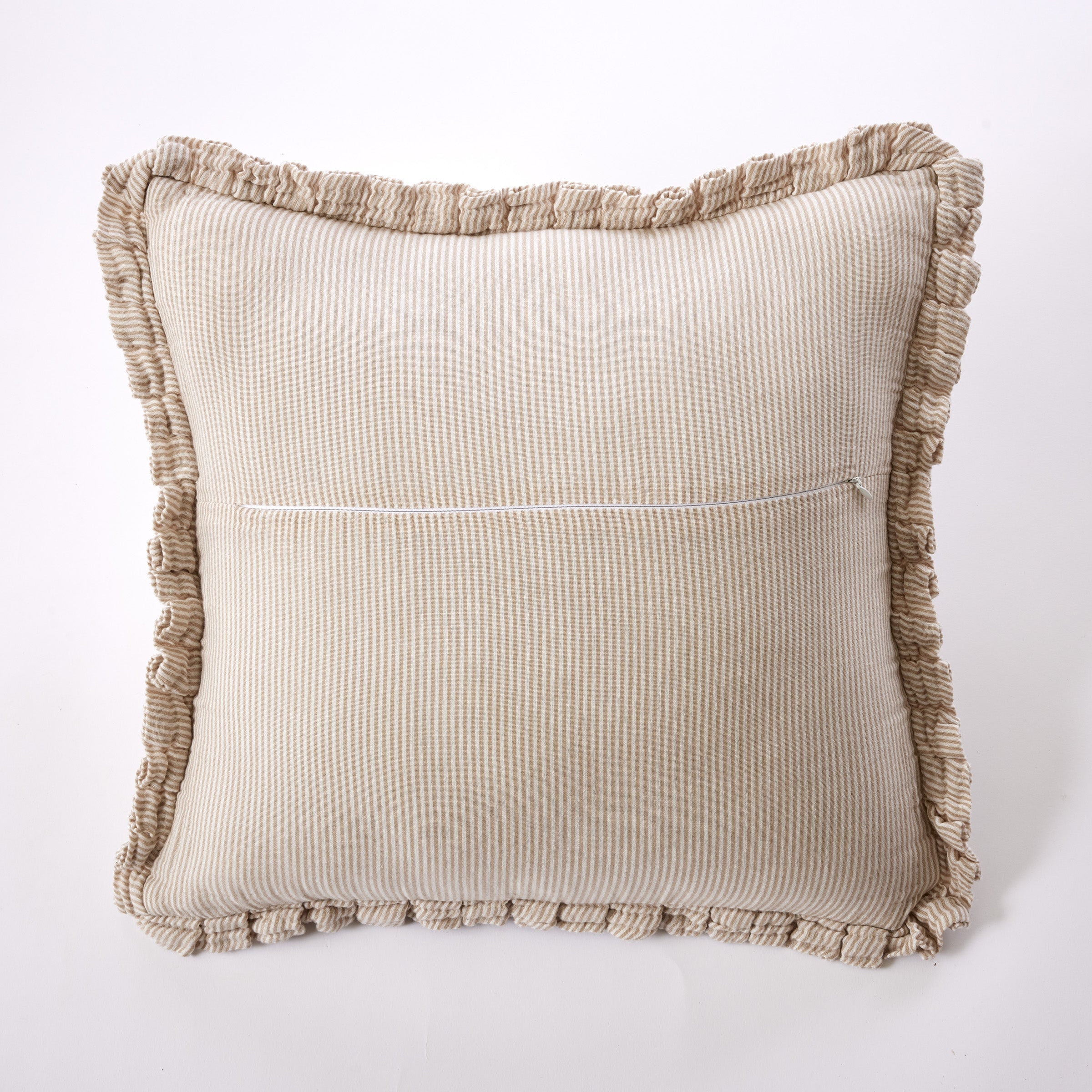 Romie - Removable Cover Cushion with Piping - Dyed Woven Cotton Gauze - Twine