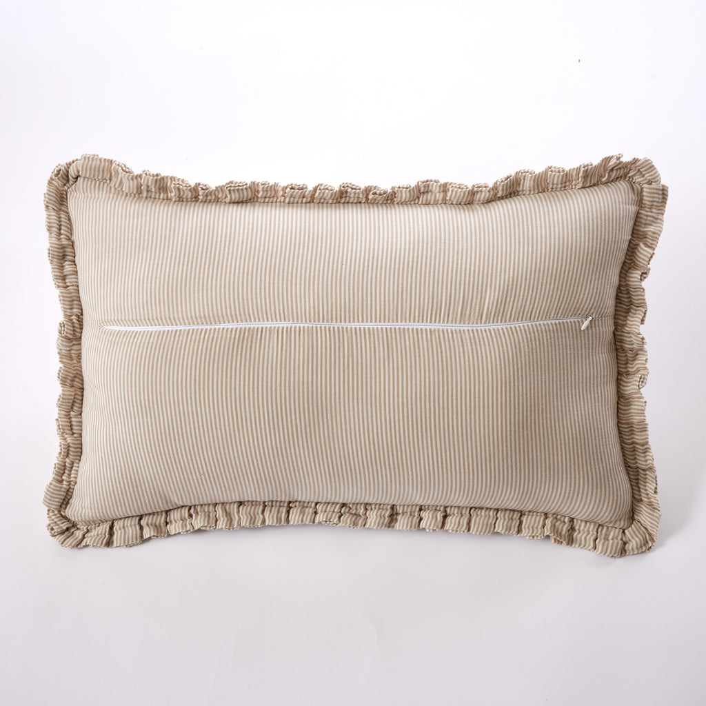 Romie - Removable Cover Cushion with Piping - Dyed Woven Cotton Gauze - Twine