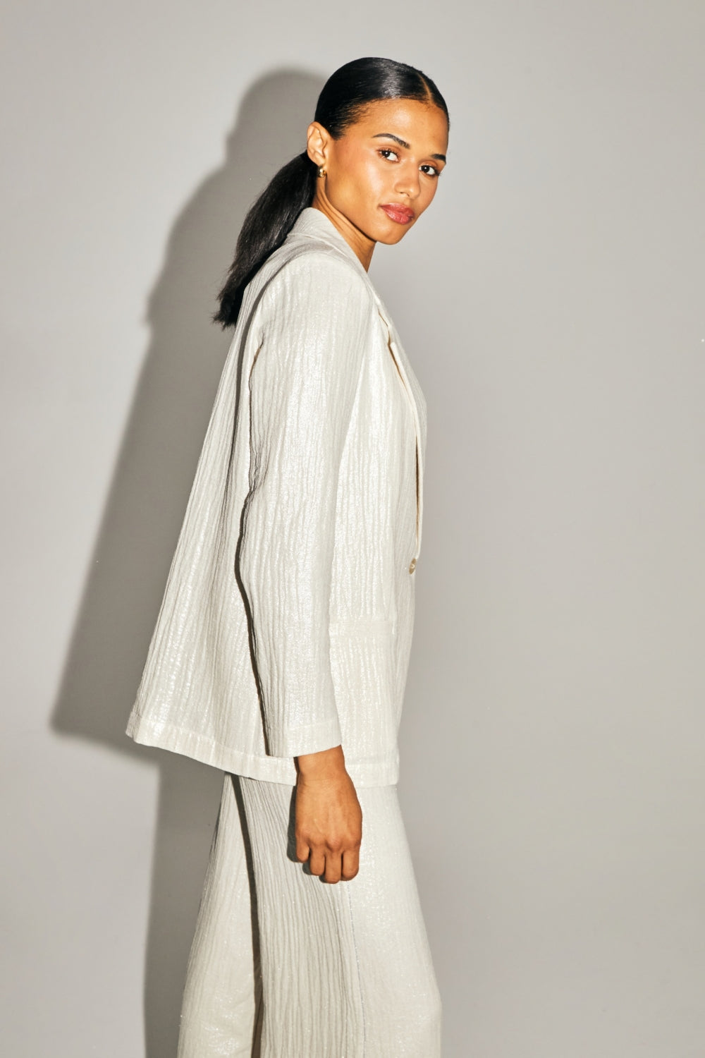 The Jimmy Blazer In Textured Shiny Organic Cotton