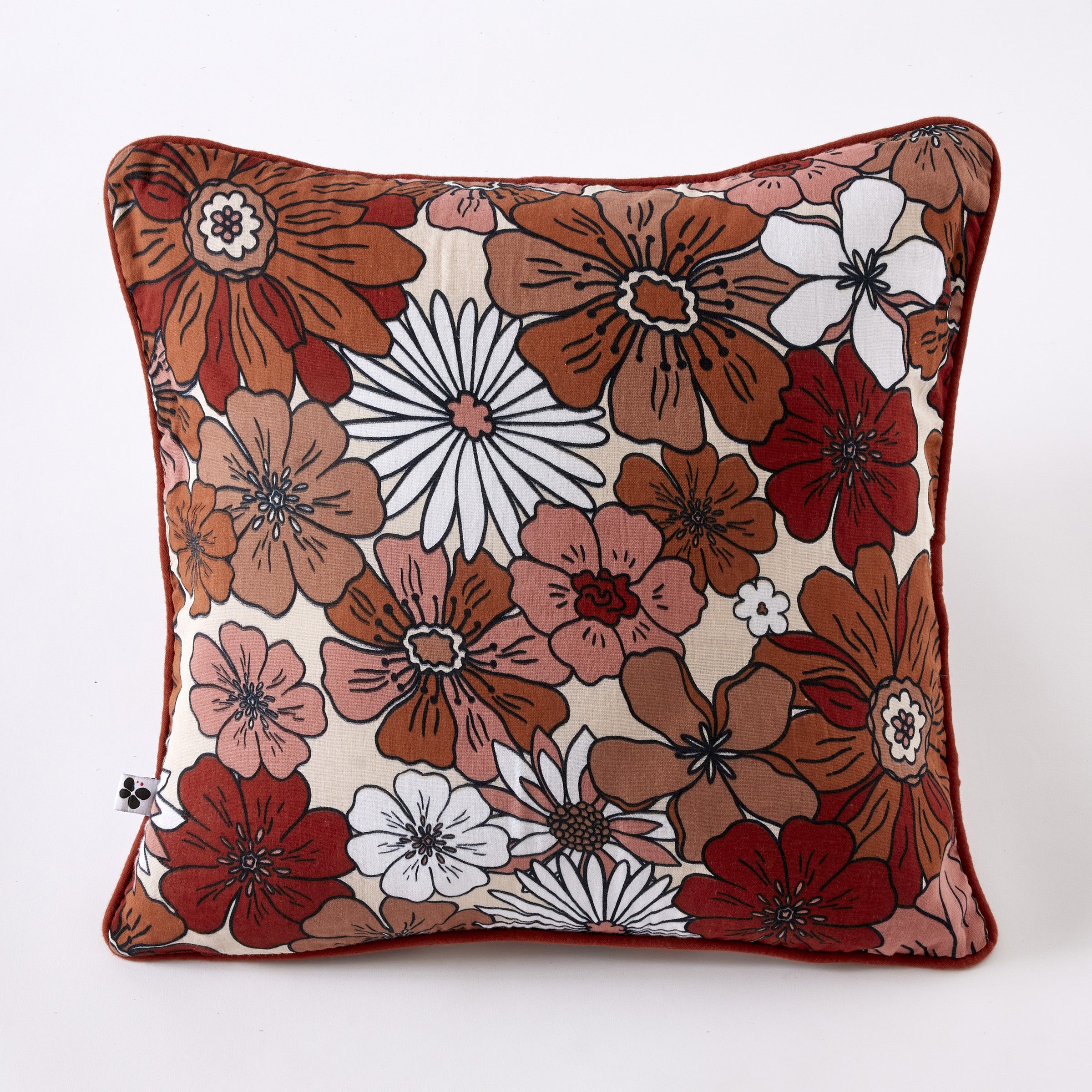 Anna - Coussin Déhoussable Avec Passepoil - Gaze De Coton Imprimée