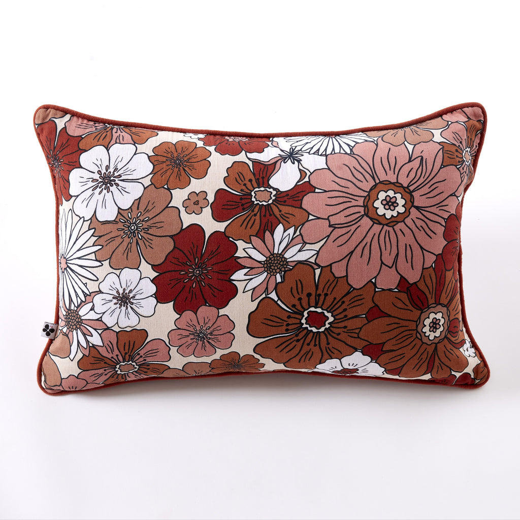Anna - Coussin Déhoussable Avec Passepoil - Gaze De Coton Imprimée