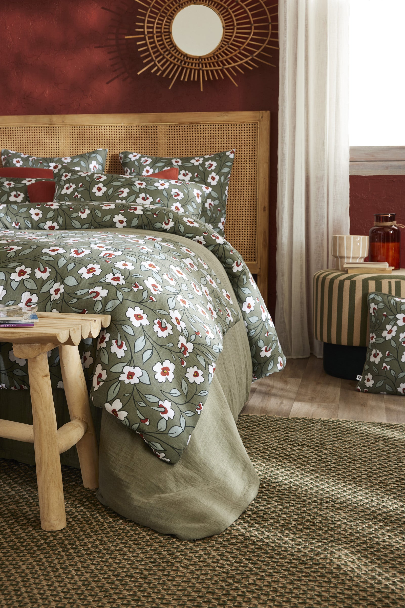 Bed Runner - Printed Cotton Gauze - Flora