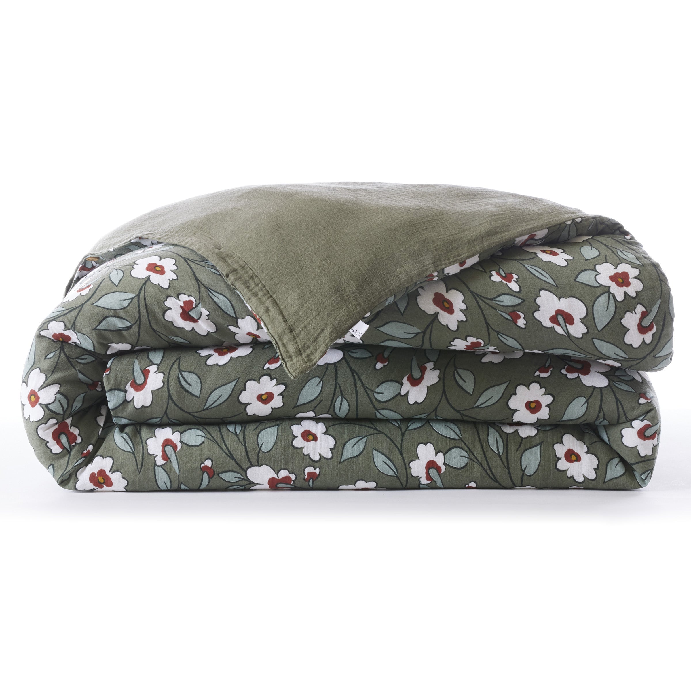 Flora - Funda Nórdica Reversible - Gasa De Algodón Estampada - Romero