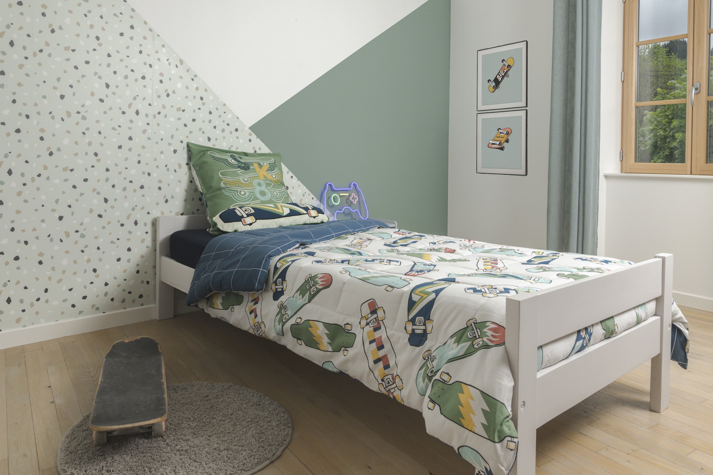 California - Juego de Cama (Funda Nórdica + 1 Funda de Almohada) Algodón Estampado