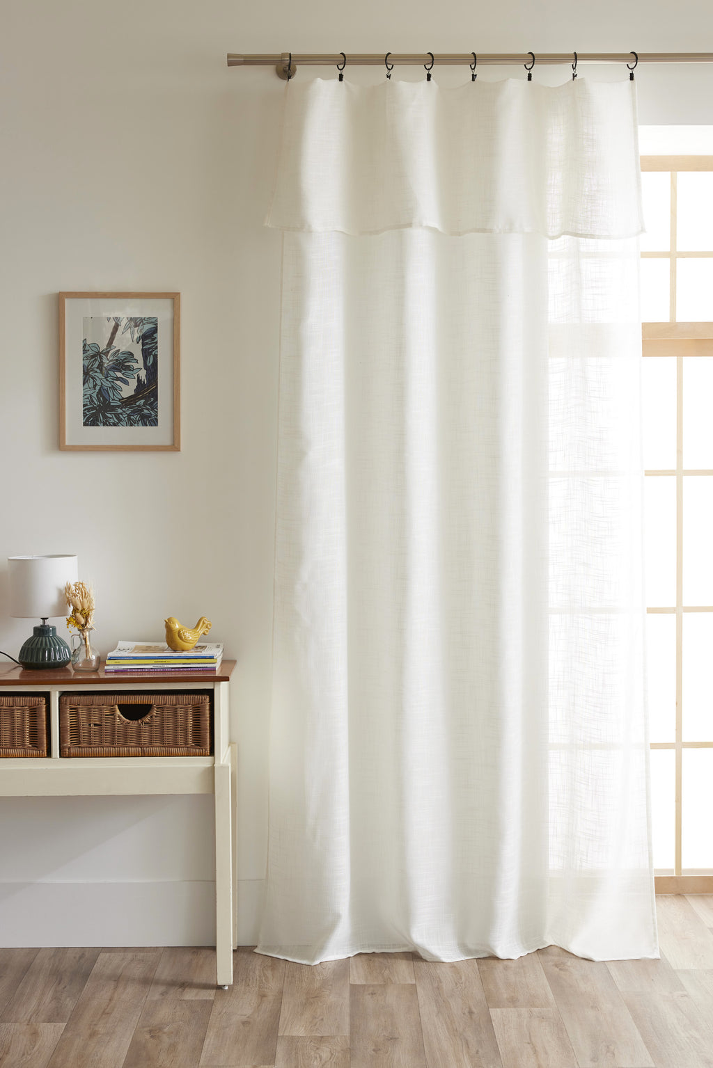 Adjustable Curtain + 8 Clip Rings - Nia - Ivory