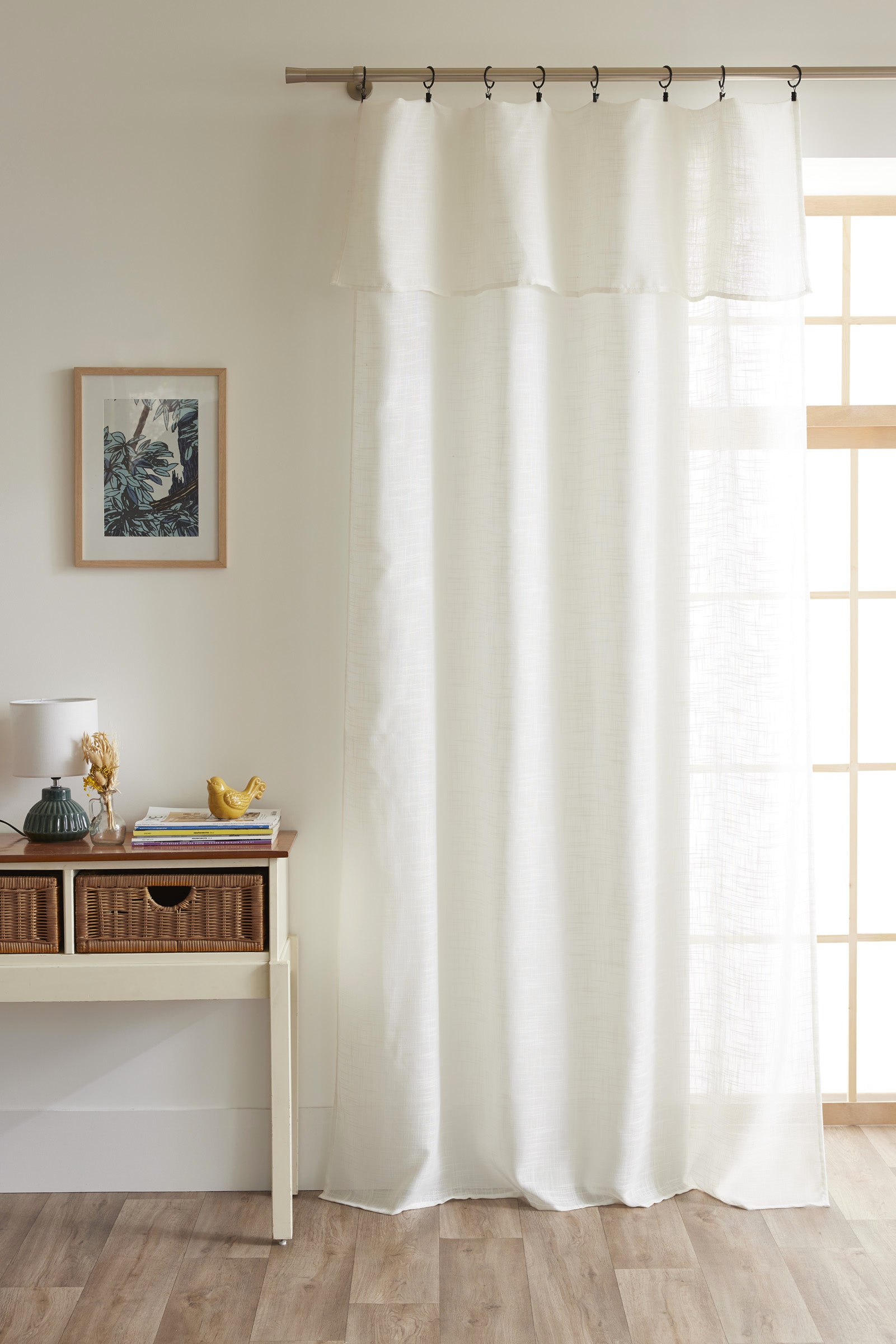 Adjustable Curtain + 8 Clip Rings - Nia - Ivory