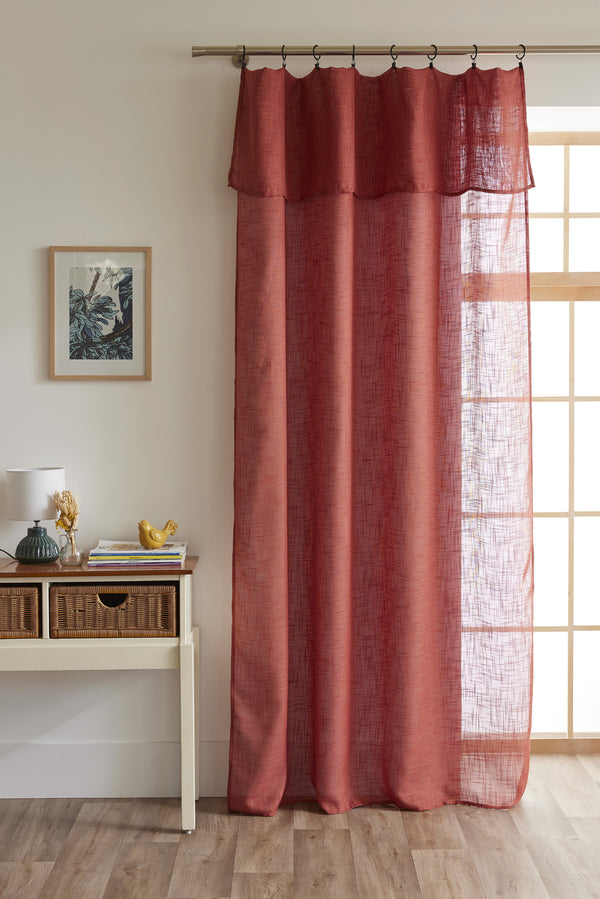 Rideau Ajustable + 8 Anneaux Pince - Nia - Terracotta