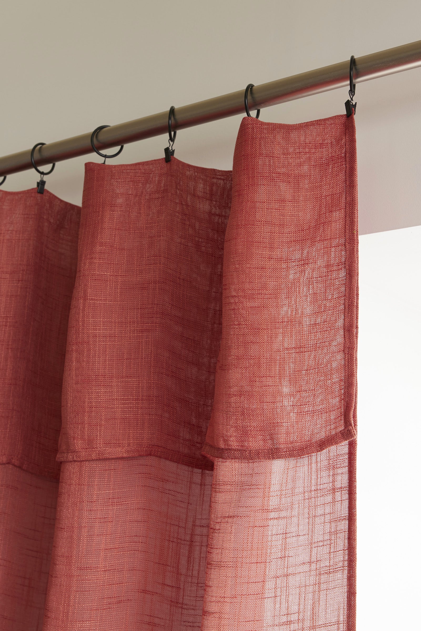 Adjustable Curtain + 8 Clip Rings - Nia - Terracotta