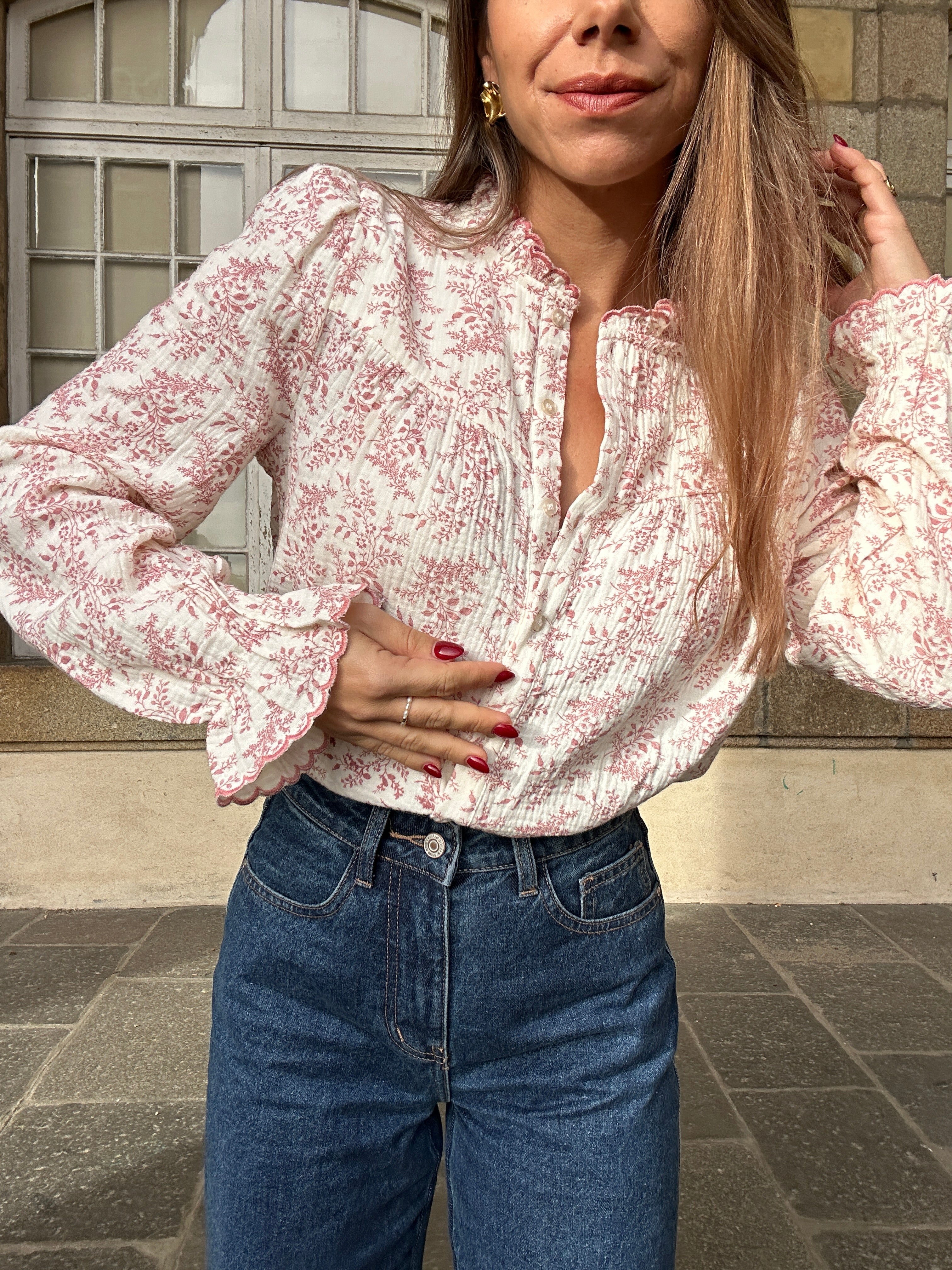 Blusa de flores Amélia rosa