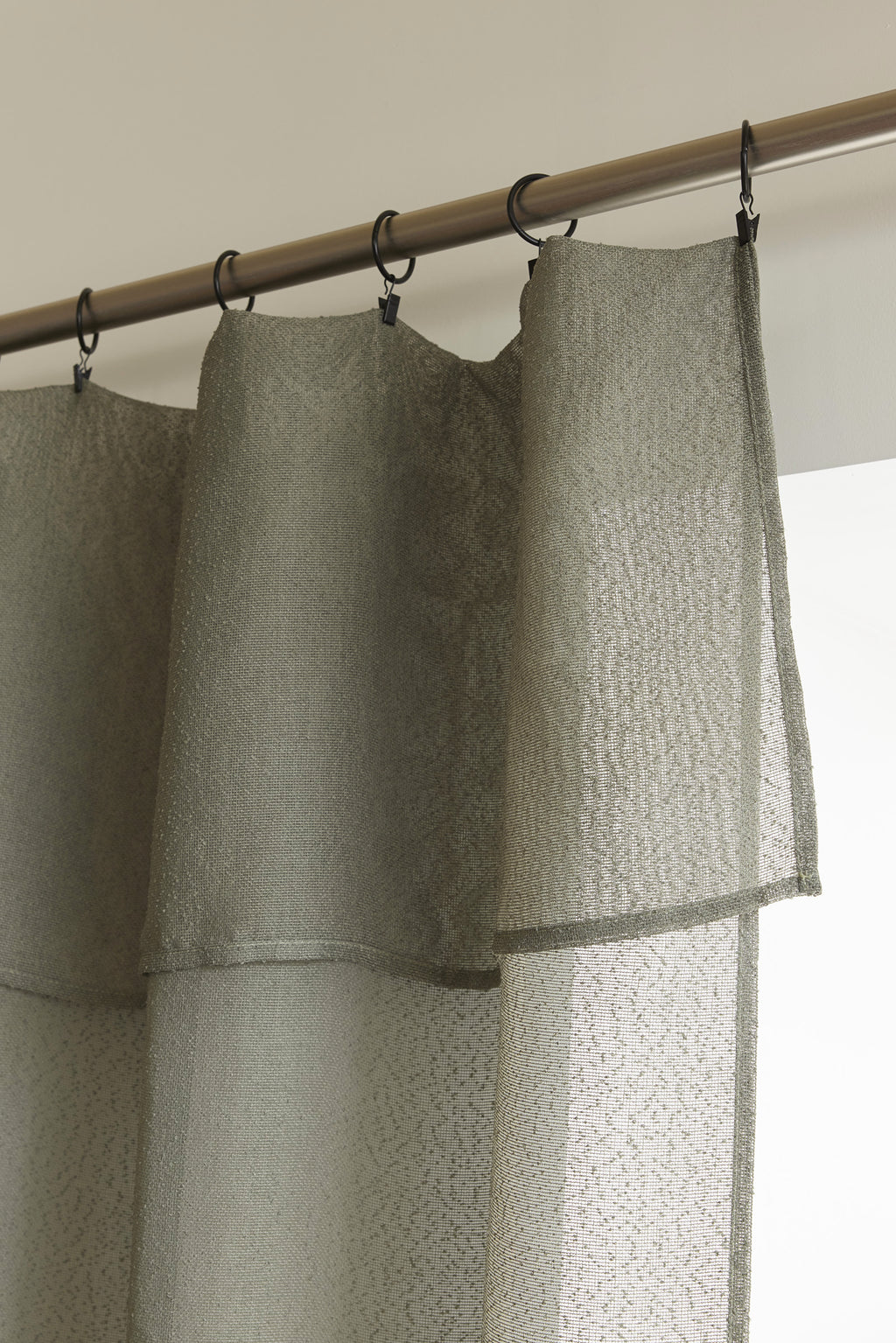 Adjustable Curtain + 8 Clip Rings - Elda - Khaki