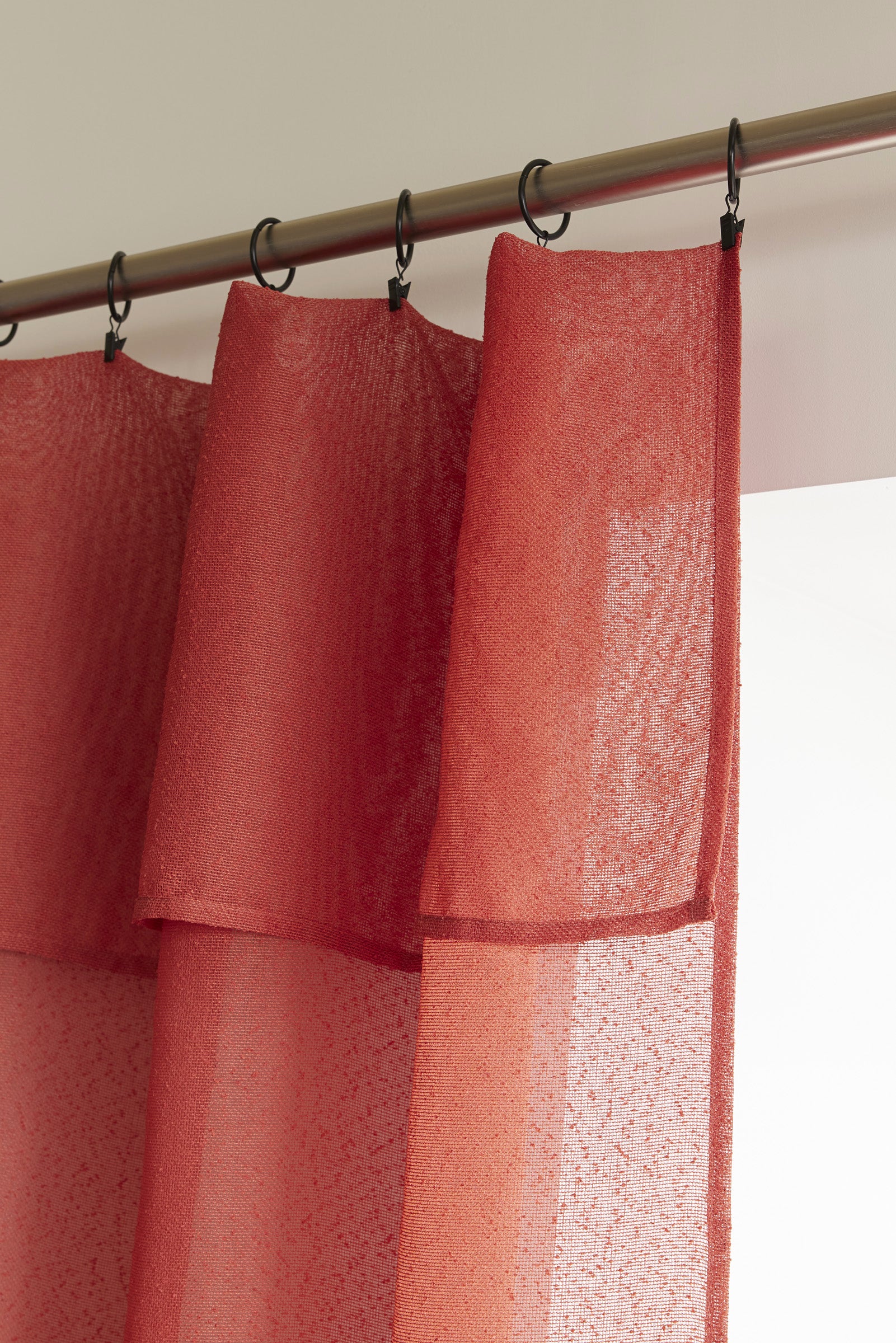 Rideau Ajustable + 8 Anneaux Pince - Elda - Terracotta
