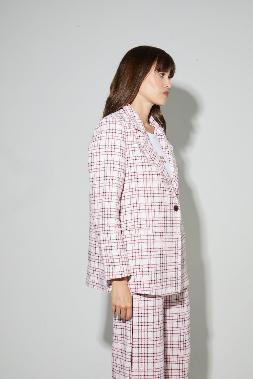 Blazer a cuadros rosa Jimmy, fabricado en Italia