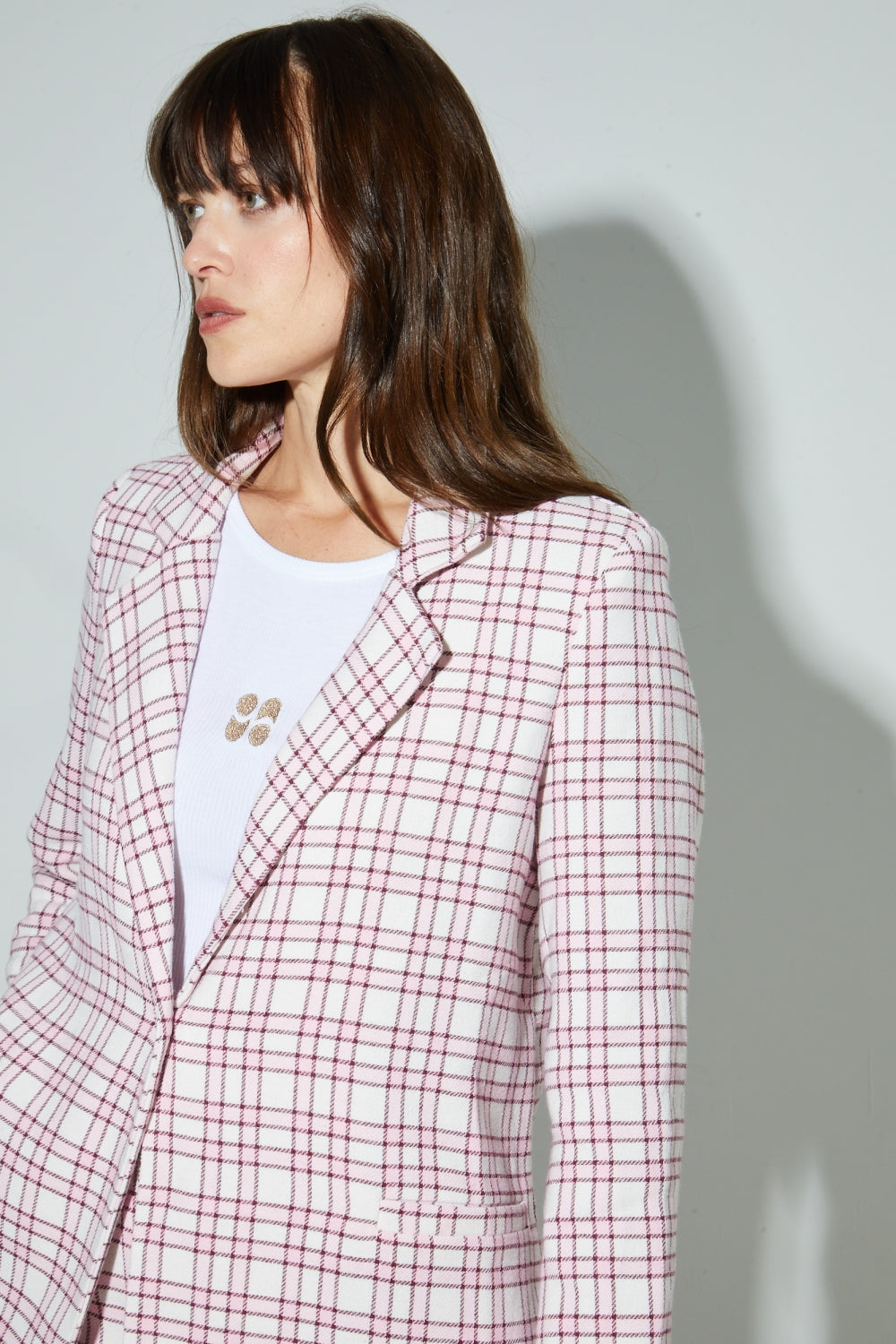 Blazer a cuadros rosa Jimmy, fabricado en Italia