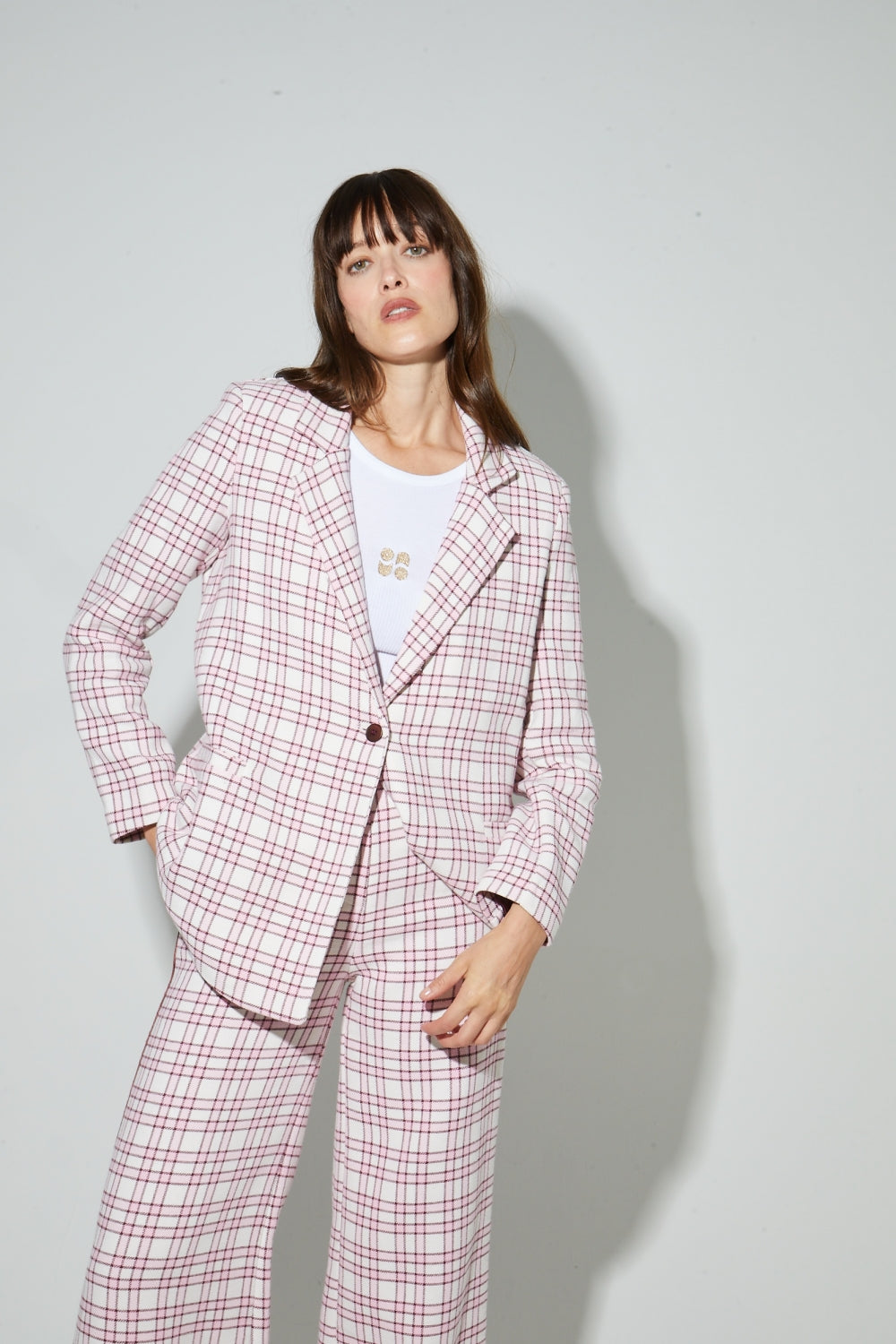 Blazer a cuadros rosa Jimmy, fabricado en Italia