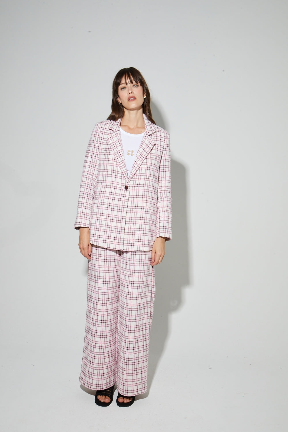 Blazer a cuadros rosa Jimmy, fabricado en Italia
