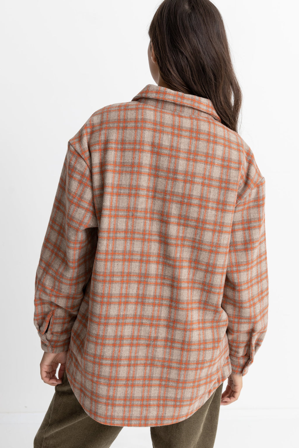 Rhythm - Oversized Flannel Shirt - Orange - Women