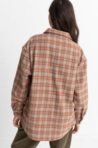 Rhythm - Oversized Flannel Shirt - Orange - Women