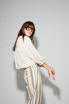 Blusa Giulia De Flores De Encaje Natural Made In Italy