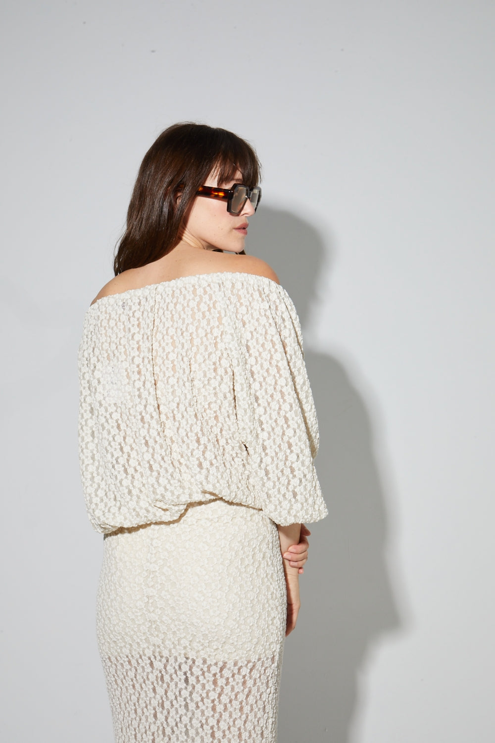 Blusa Giulia De Flores De Encaje Natural Made In Italy