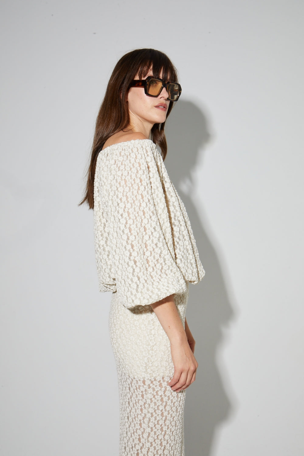 Blusa Giulia De Flores De Encaje Natural Made In Italy